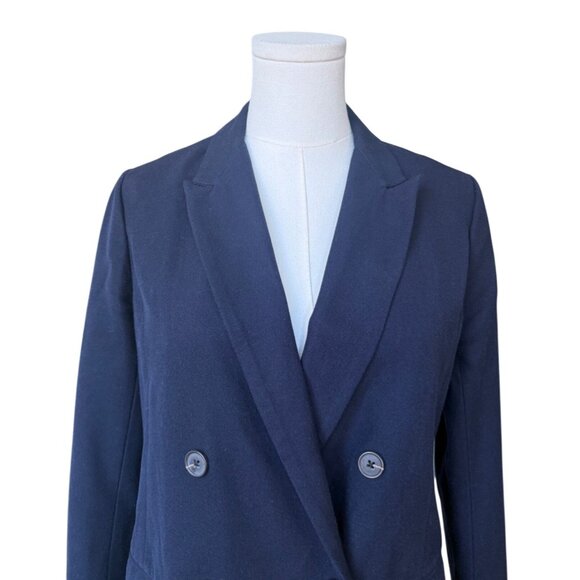 Abercrombie & Fitch Womens Wool Blend Blazer Size 4 Double Breasted Navy Preppy - Picture 2 of 8